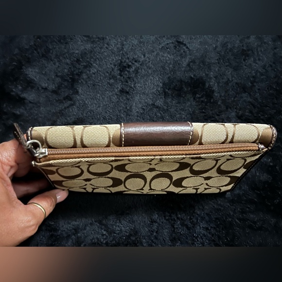 Coach Signature Trifold Checkbook Wallet - Picture 6 of 12